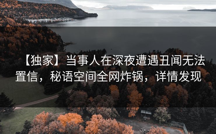 【独家】当事人在深夜遭遇丑闻无法置信，秘语空间全网炸锅，详情发现