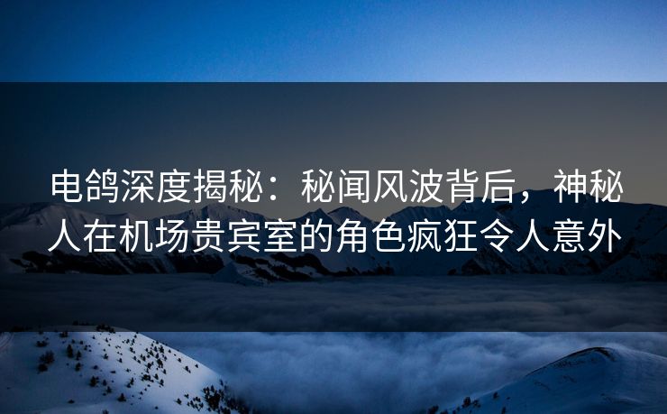 电鸽深度揭秘：秘闻风波背后，神秘人在机场贵宾室的角色疯狂令人意外