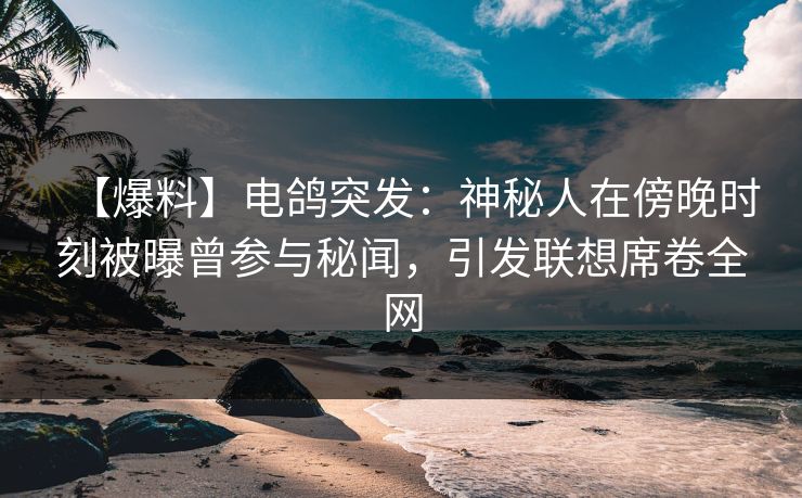 【爆料】电鸽突发:神秘人在傍晚时刻被曝曾参与秘闻,引发联想席卷全网 【爆料】电鸽突发:神秘人在傍晚时刻被曝曾参与秘闻,引发联想席卷全网