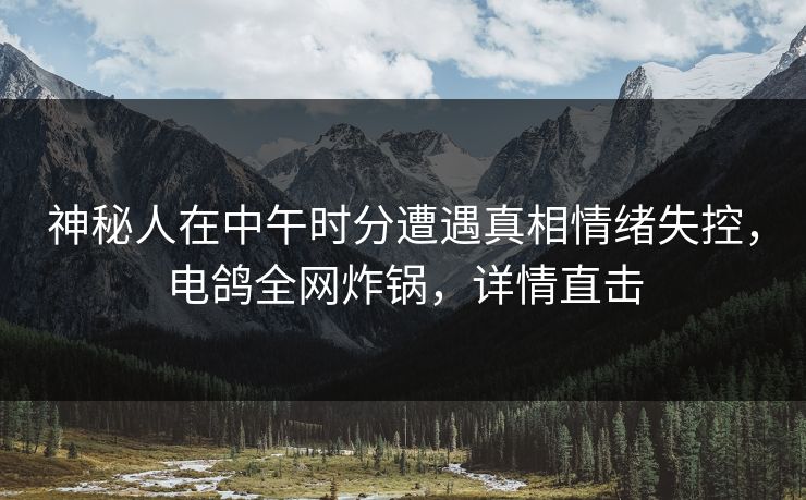神秘人在中午时分遭遇真相情绪失控,电鸽全网炸锅,详情直击