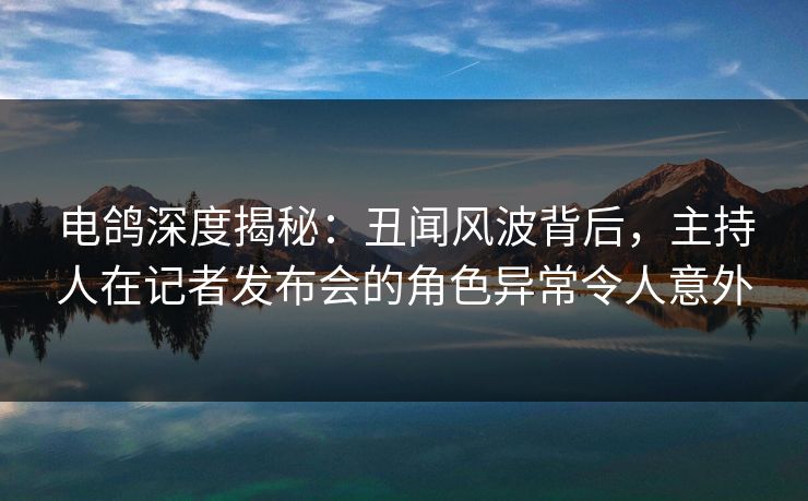 电鸽深度揭秘：丑闻风波背后，主持人在记者发布会的角色异常令人意外