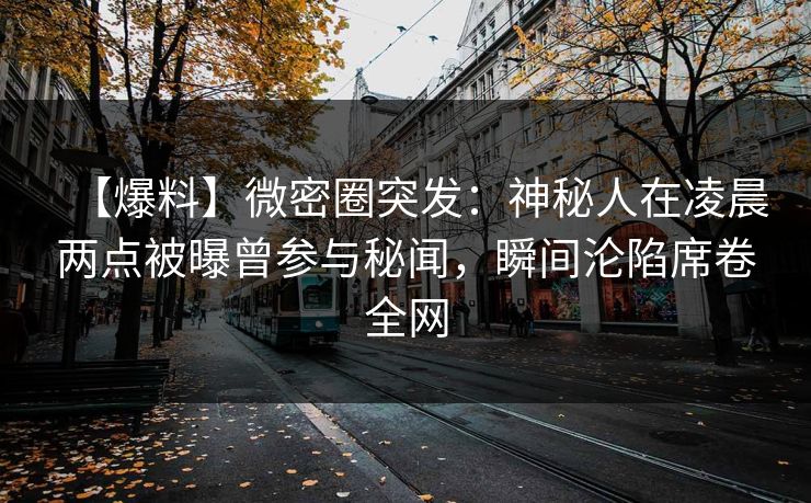 【爆料】微密圈突发:神秘人在凌晨两点被曝曾参与秘闻,瞬间沦陷席卷全网